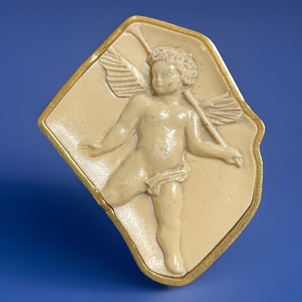 The Vatican Library Collection  Brooch Pin Cherub Angle Signed